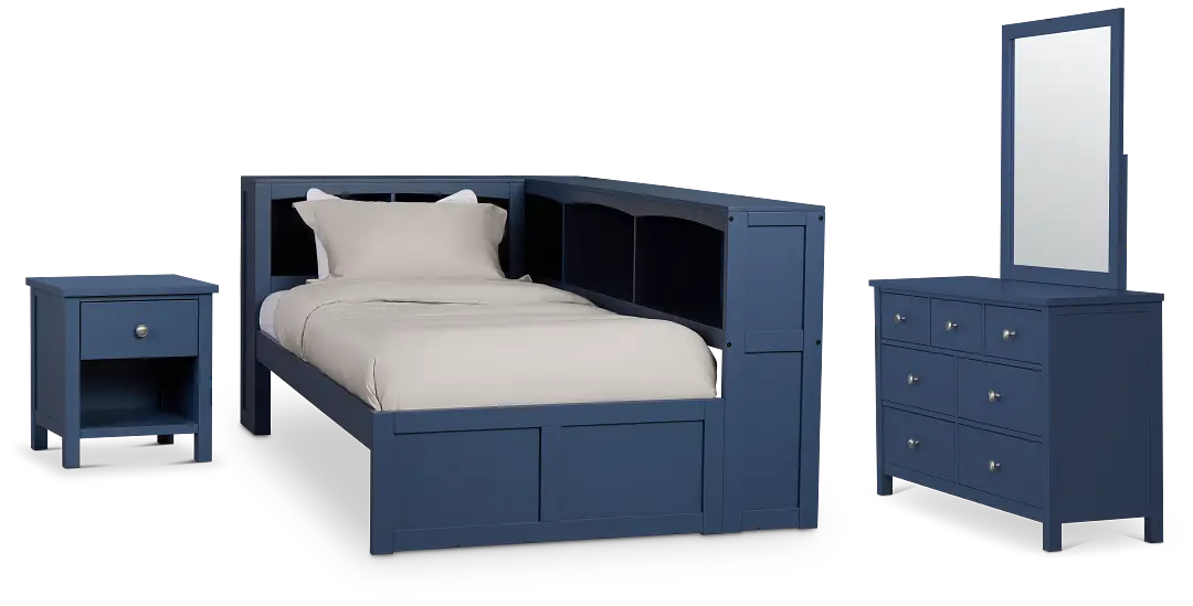 Charleston Dark Blue Corner Bookcase Bedroom Charleston Dark Blue Corner Bookcase Bedroom