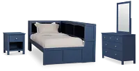 Charleston Dark Blue Corner Bookcase Bedroom