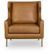 Cassian Brown Leather Accent Chair