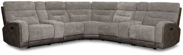 Travis Gray Fabric Large Triple Power Reclining Two-arm Sectional