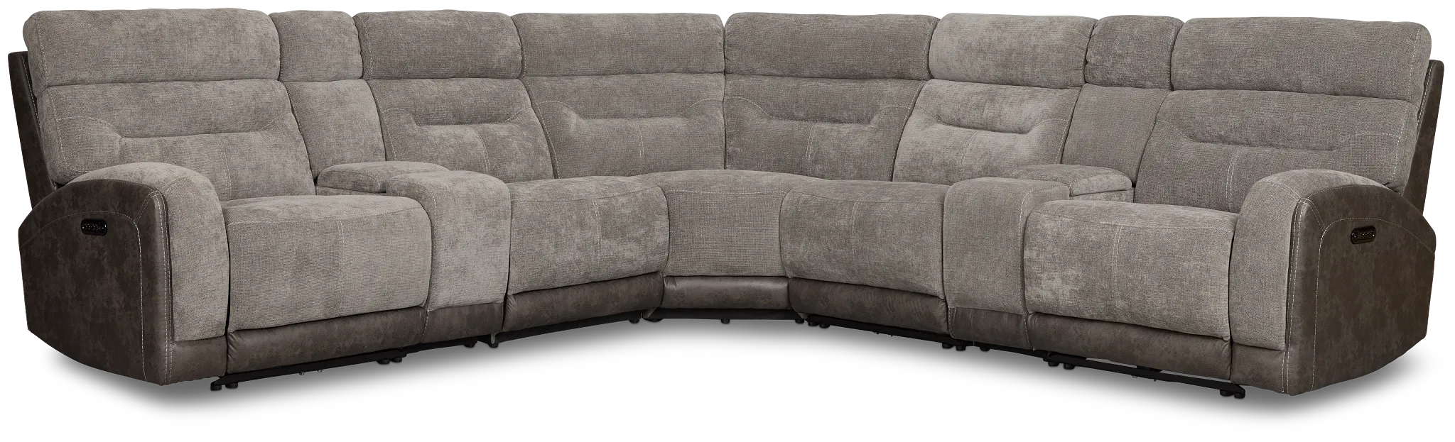 Travis Gray Fabric Large Triple Power Reclining Two-arm Sectional