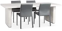 Viscaya White Rect Table & 4 Gray Upholstered Chairs