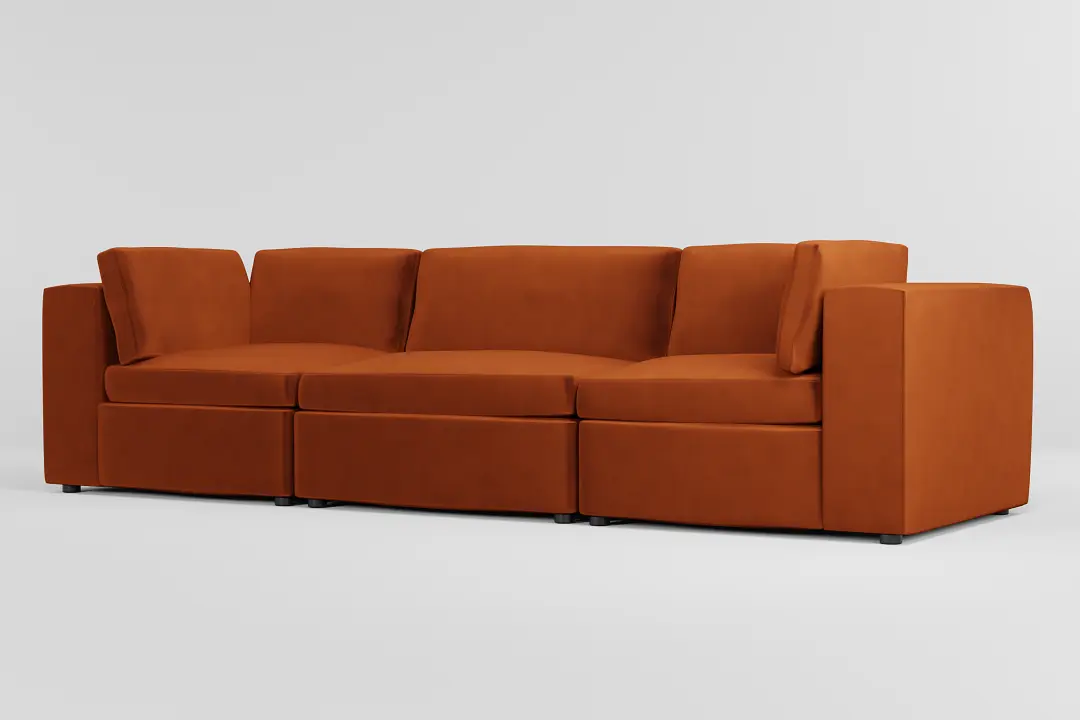 Destin Joya Orange Velvet 3-piece Modular Sofa Destin Joya Orange Velvet 3-piece Modular Sofa