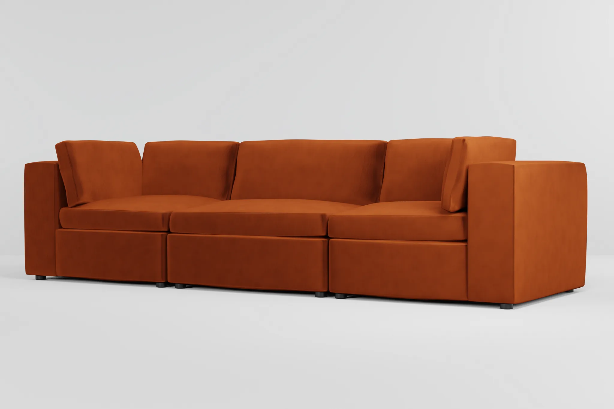 Destin Joya Orange Velvet 3-piece Modular Sofa
