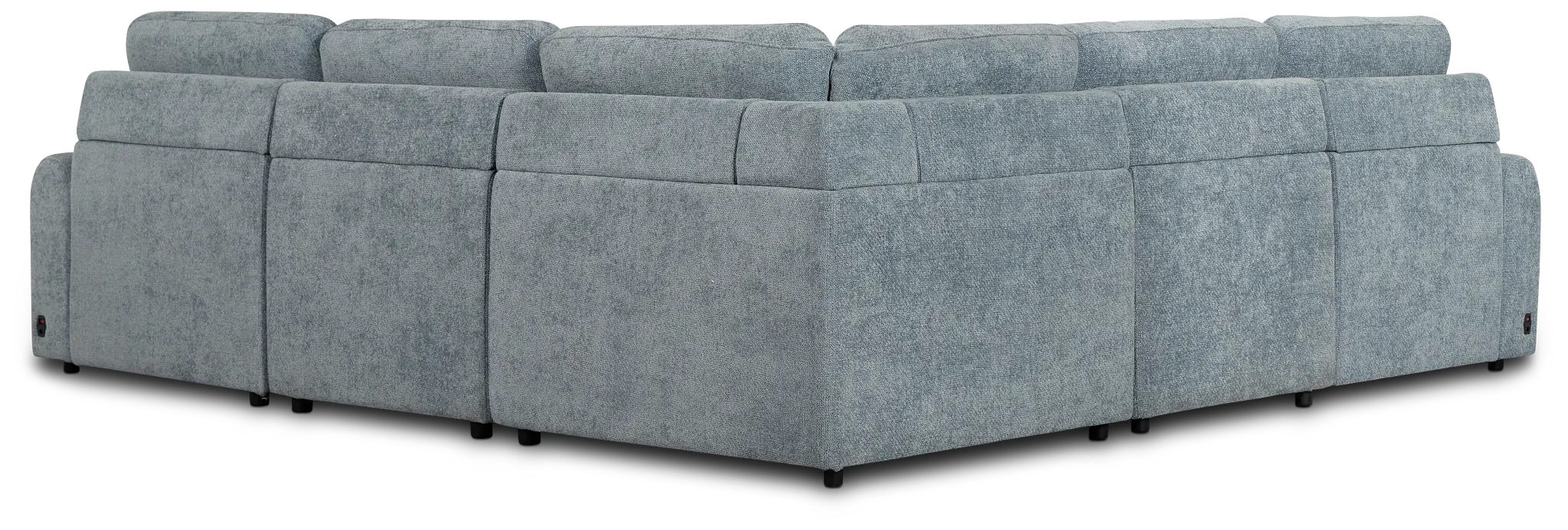 Hendrix Light Blue Fabric Small Right Chaise Power Extension Sectional