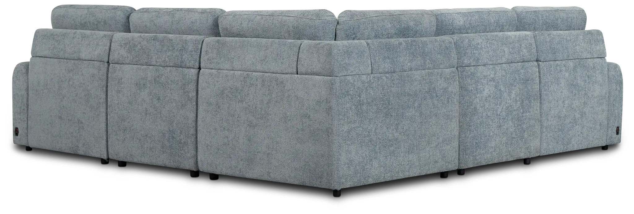 Hendrix Light Blue Fabric Small Right Chaise Power Extension Sectional Hendrix Light Blue Fabric Small Right Chaise Power Extension Sectional