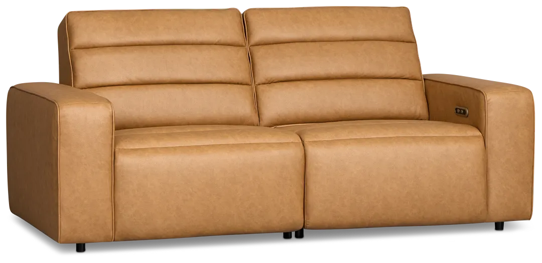Sawyer Light Brown Micro 2-piece Modular Power Reclining Sofa