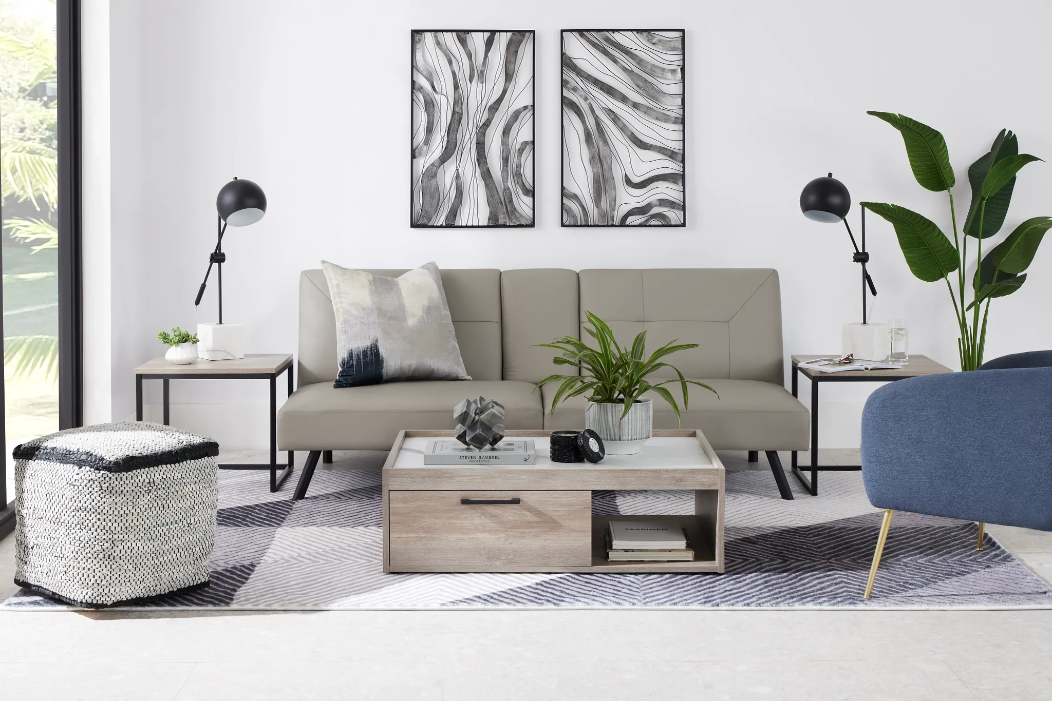 Andes Light Gray Micro Sofa Futon