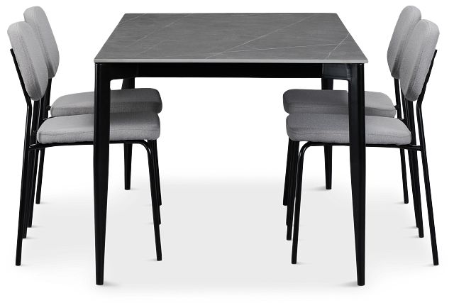 Andover Gray Rect Table & 4 Gray Upholstered Chairs