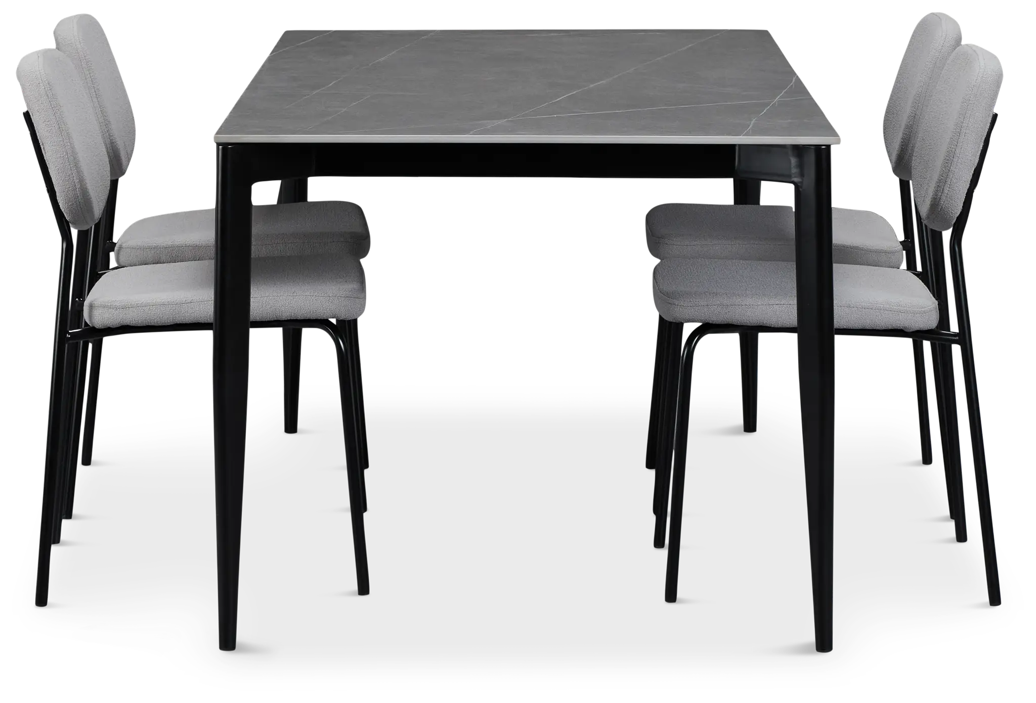 Andover Gray Rect Table & 4 Gray Upholstered Chairs Andover Gray Rect Table & 4 Gray Upholstered Chairs