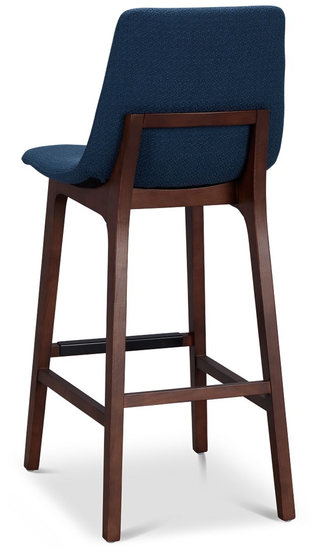 Hamilton Dark Blue Fabric 30" Upholstered Barstool