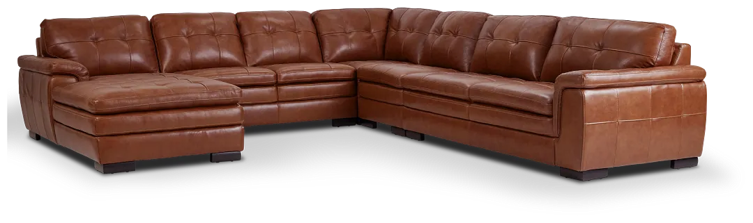 Braden Medium Brown Leather Large Left Chaise Sectional