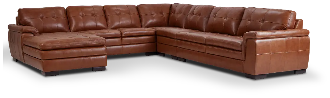 Braden Medium Brown Leather Large Left Chaise Sectional Braden Medium Brown Leather Large Left Chaise Sectional