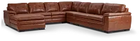 Braden Medium Brown Leather Large Left Chaise Sectional