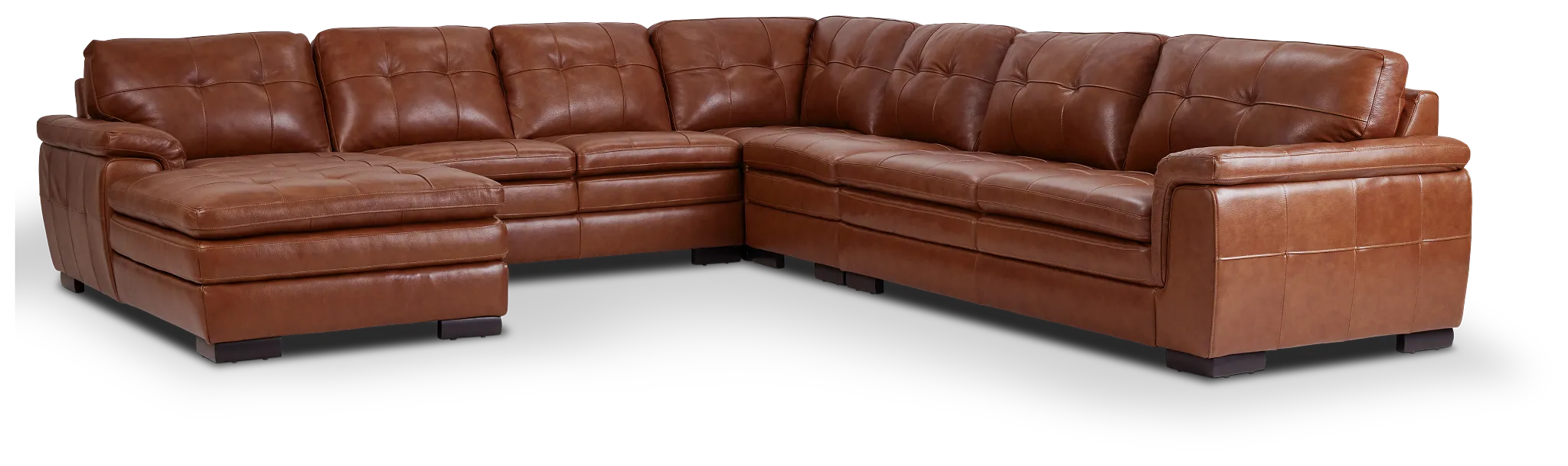 Braden Medium Brown Leather Large Left Chaise Sectional