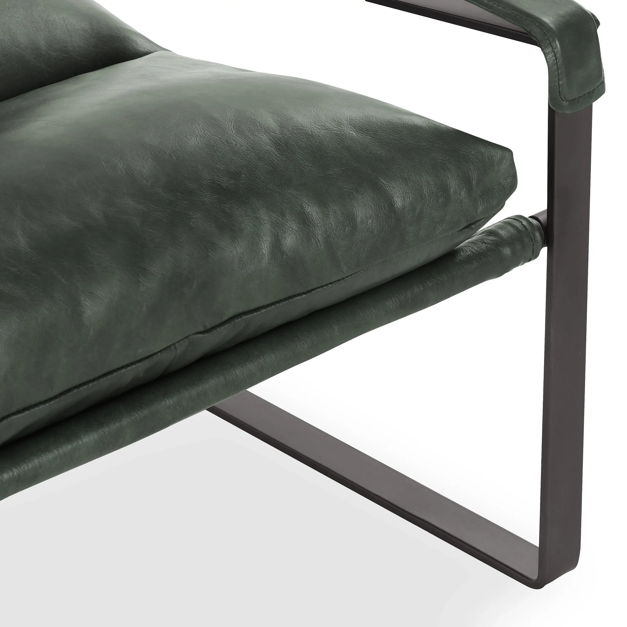 Times Green Leather Accent Chair