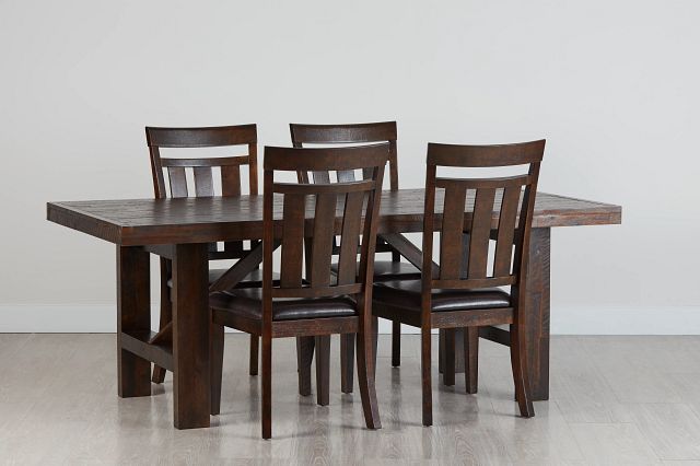 Kona Grove Dark Tone Rect Table & 4 Wood Chairs (3)