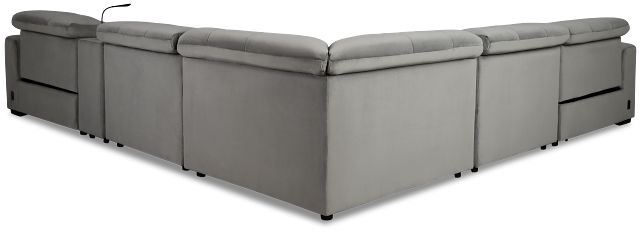 Gemma Light Gray Velvet Medium Dual Power 2-arm Reclining Sectional