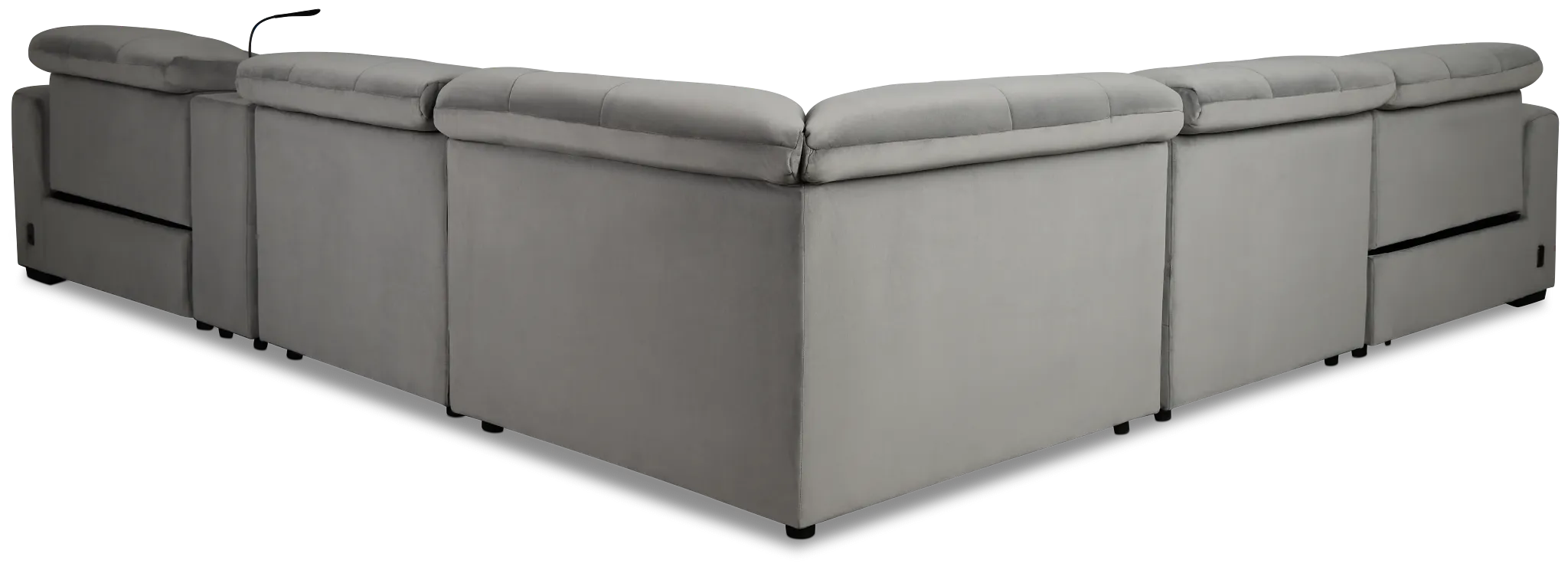 Gemma Light Gray Velvet Medium Dual Power 2-arm Reclining Sectional