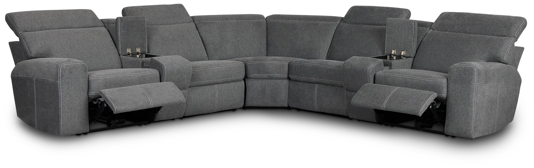 Callum Dark Gray Storage Large Dual Power Reclining Two-arm Sectional