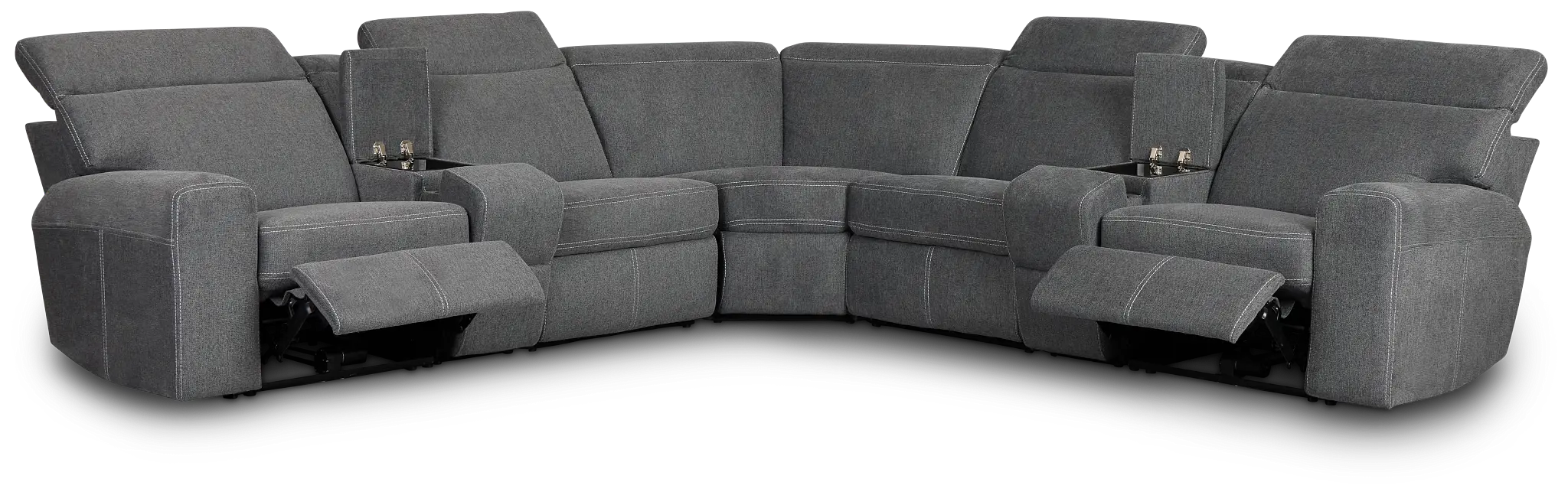 Callum Dark Gray Storage Large Dual Power Reclining Two-arm Sectional Callum Dark Gray Storage Large Dual Power Reclining Two-arm Sectional