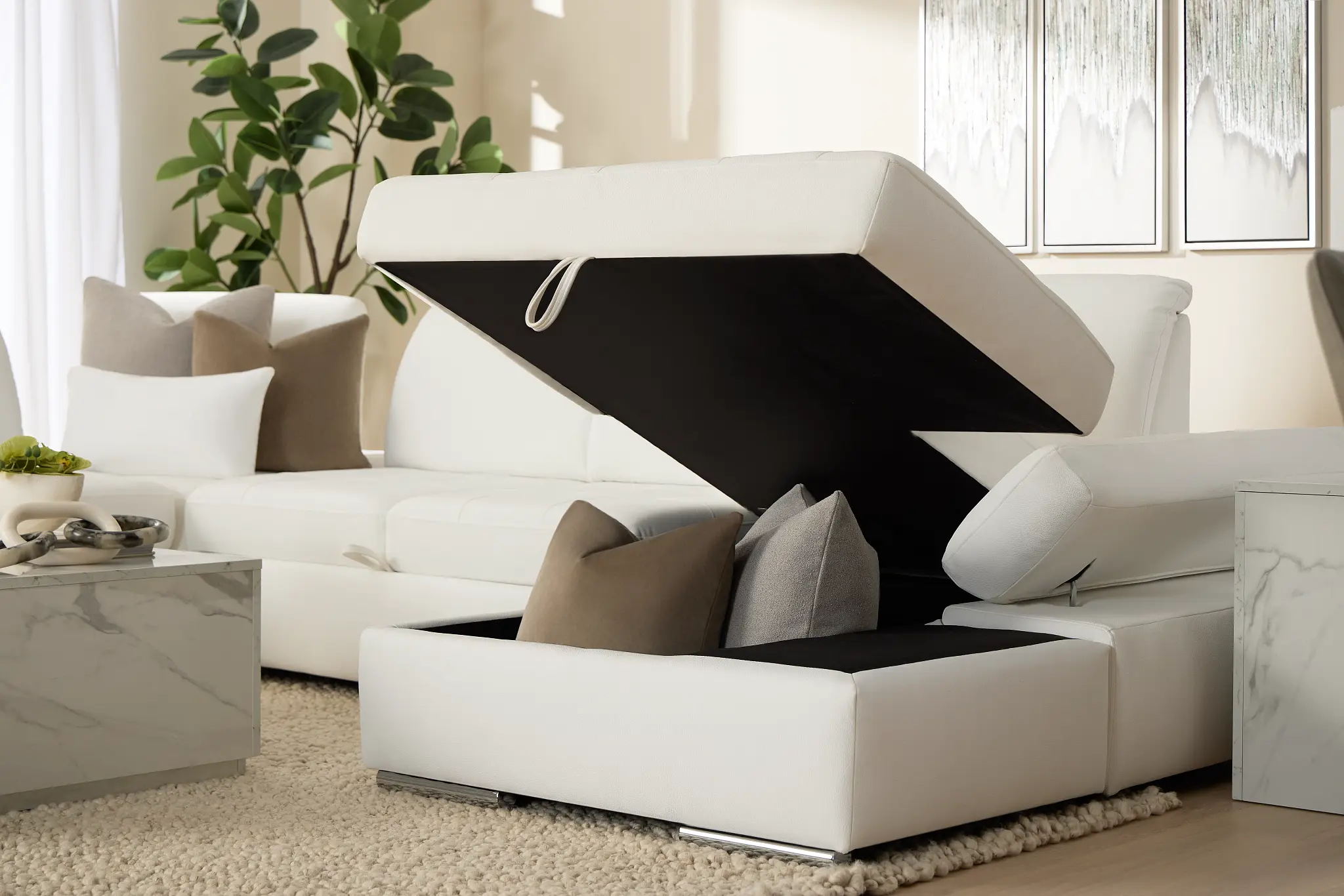 Eden White Micro Medium Right Chaise Sleeper Sectional Eden White Micro Medium Right Chaise Sleeper Sectional