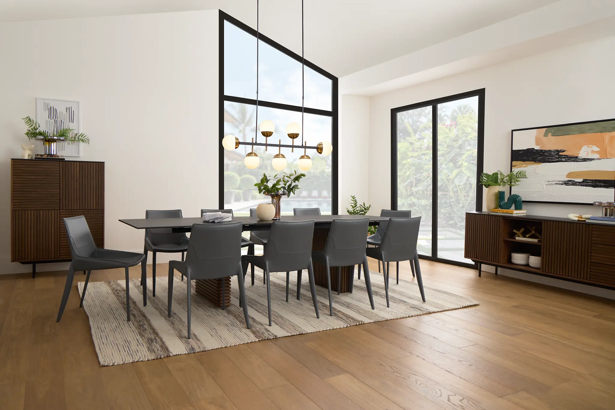 Wayne Two-tone Rect Table With 4 Gray Upholstered Side Chairs Wayne Two-tone Rect Table With 4 Gray Upholstered Side Chairs