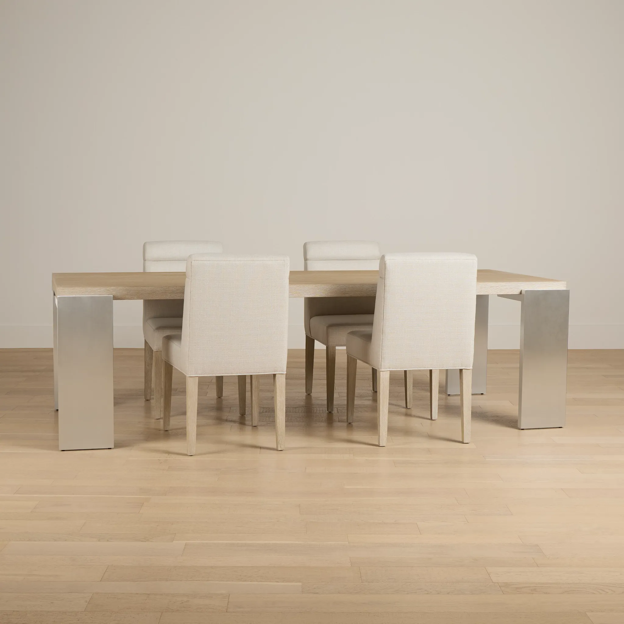 Miramar Light Tone Rectangular Table & 4 Upholstered Chairs