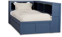Charleston Dark Blue Corner Bookcase Bed With Trundle