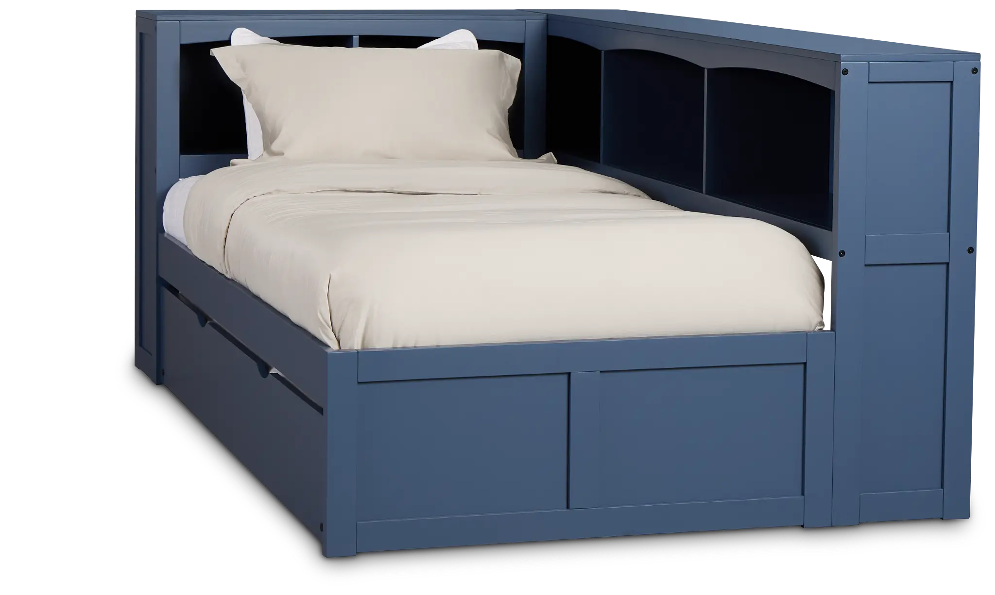 Charleston Dark Blue Corner Bookcase Bed With Trundle Charleston Dark Blue Corner Bookcase Bed With Trundle