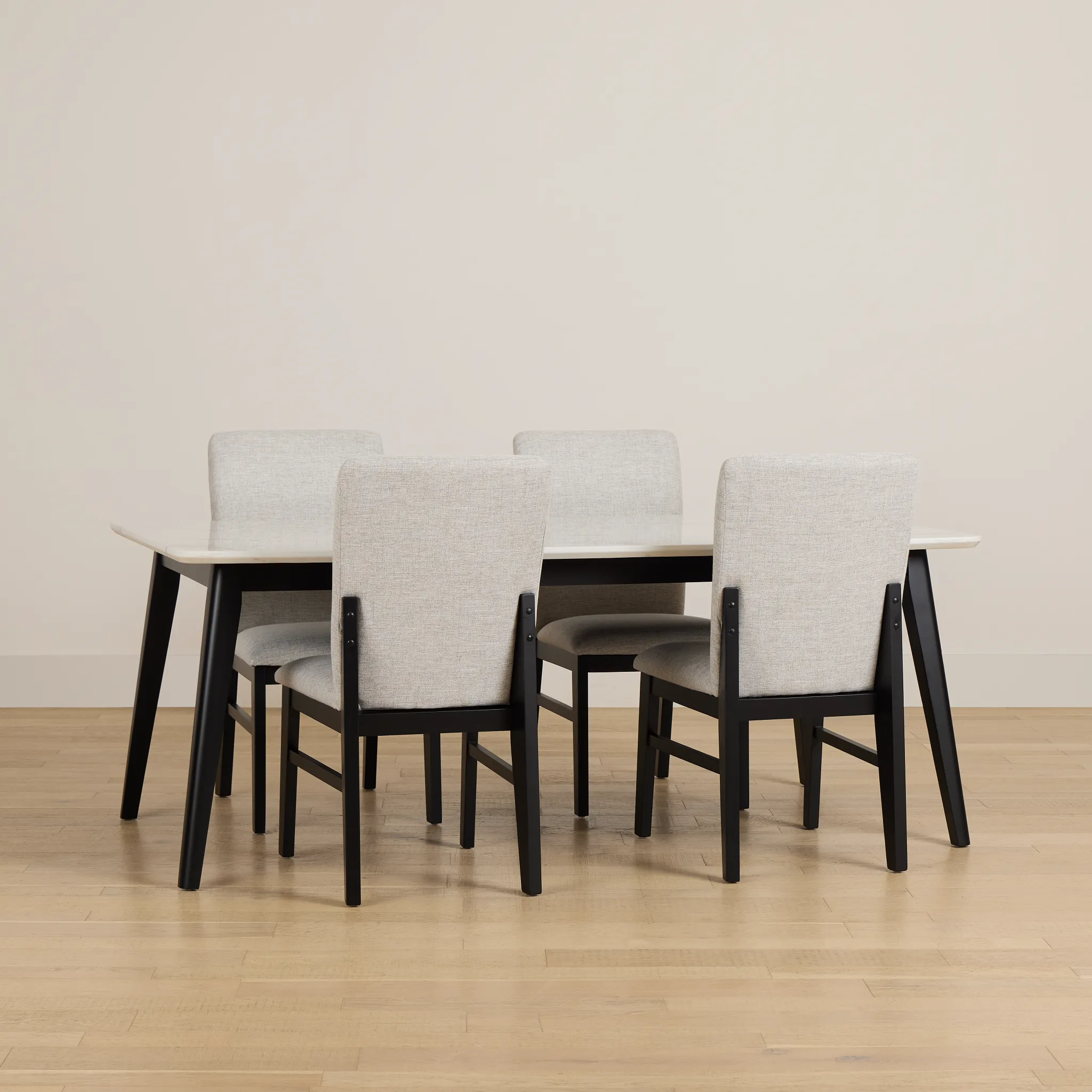 Riverdale Black Rectangular Table & 4 Upholstered Chairs