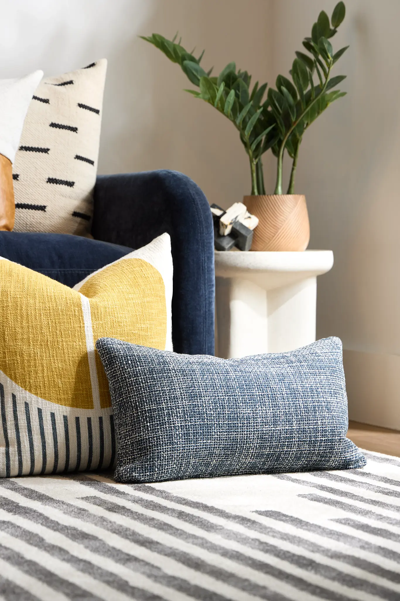 Sutt Dark Blue Lumbar Accent Pillow Sutt Dark Blue Lumbar Accent Pillow