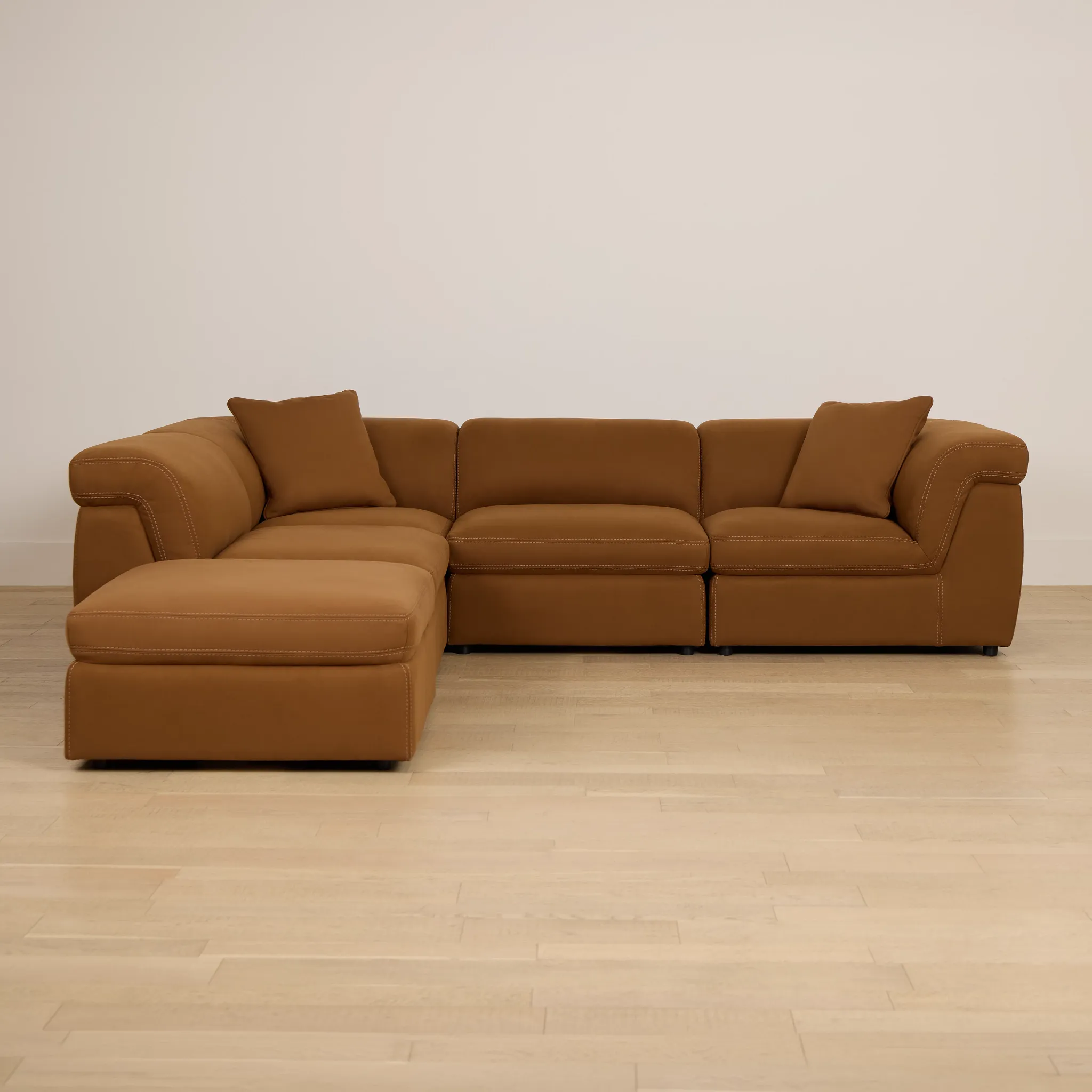 Aria Medium Brown Micro 5pc Bumper Sectional