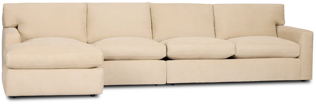 Hudson Beige Fabric Small Left Chaise Sectional