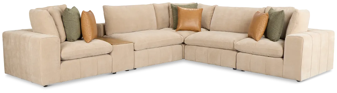 Cruz Light Beige Fabric 5-piece Modular Sectional With Console