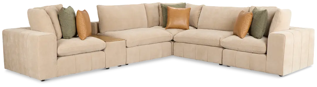 Cruz Light Beige Fabric 5-piece Modular Sectional With Console Cruz Light Beige Fabric 5-piece Modular Sectional With Console