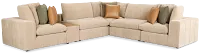 Cruz Light Beige Fabric 5-piece Modular Sectional With Console