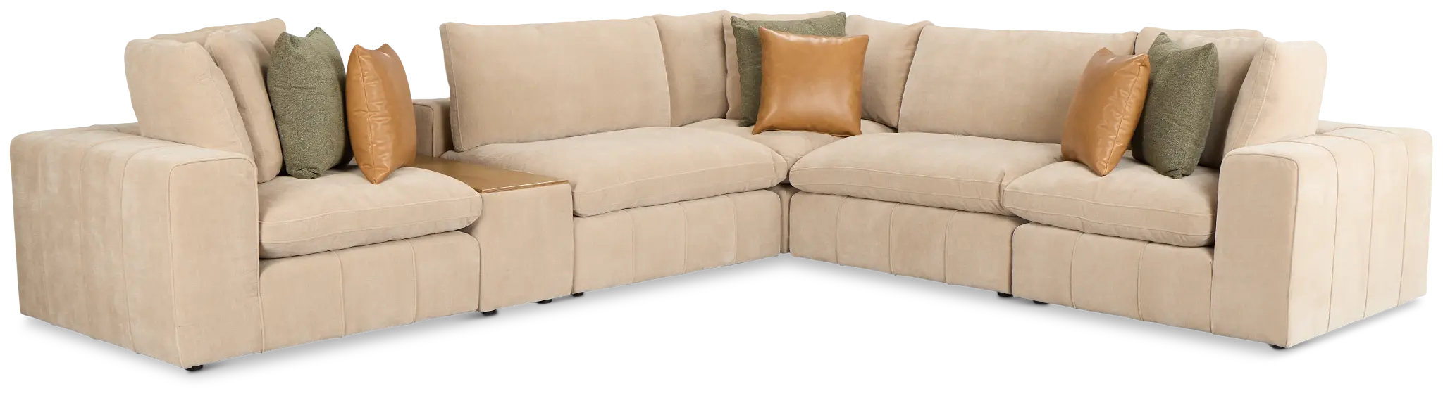 Cruz Light Beige Fabric 5-piece Modular Sectional With Console Cruz Light Beige Fabric 5-piece Modular Sectional With Console