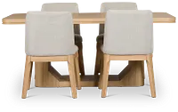 Emory Light Tone Rectangular Table & 4 Upholstered Chairs