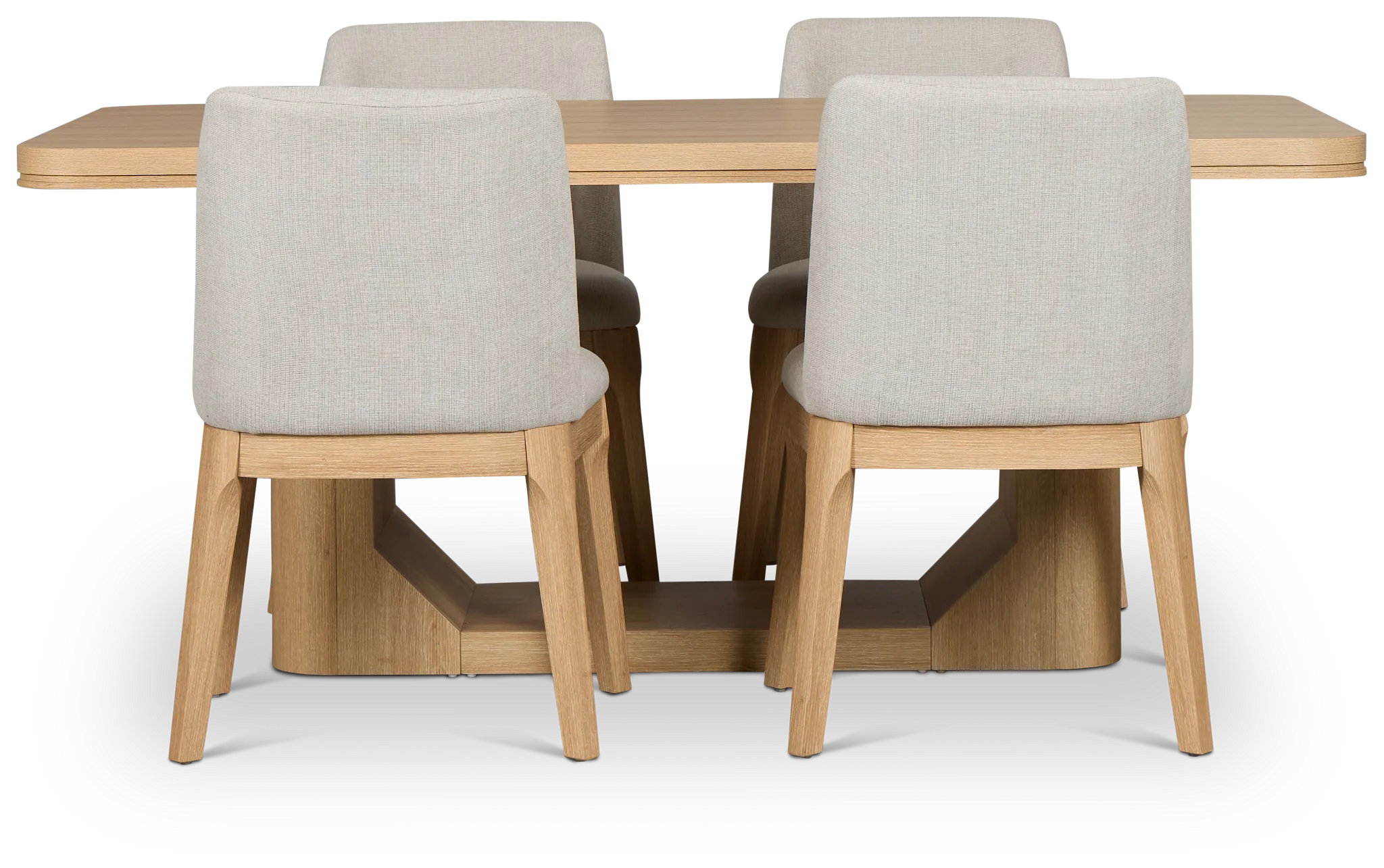 Emory Light Tone Rectangular Table & 4 Upholstered Chairs