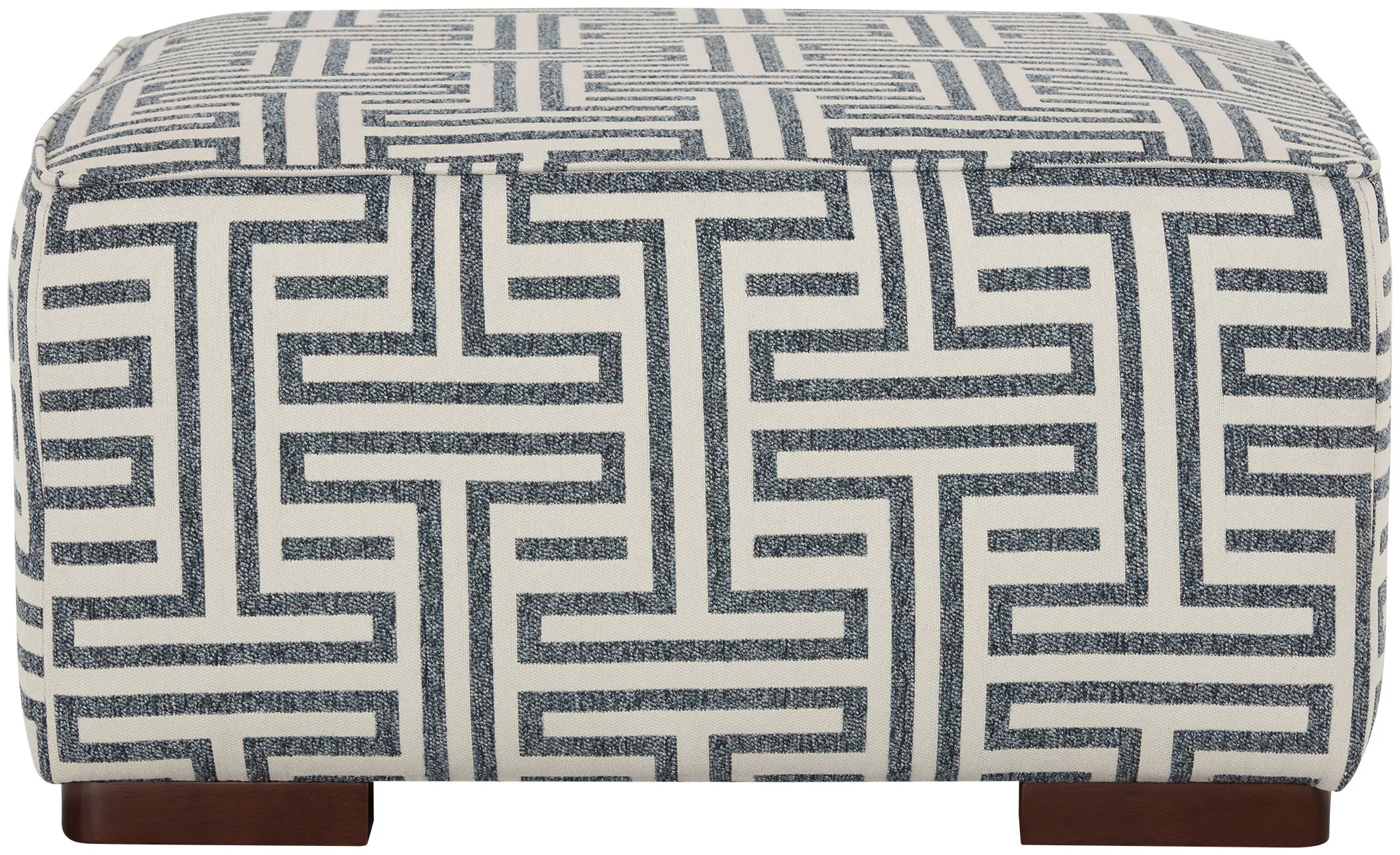 Doric Blue Fabric Accent Ottoman