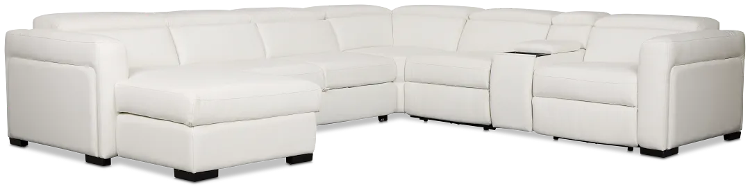 Melody White Storage Medium Left Dual Power Chaise Sleeper Sectional