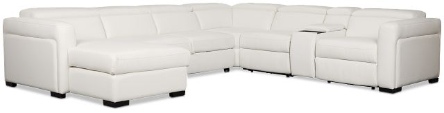 Melody White Storage Medium Left Dual Power Chaise Sleeper Sectional