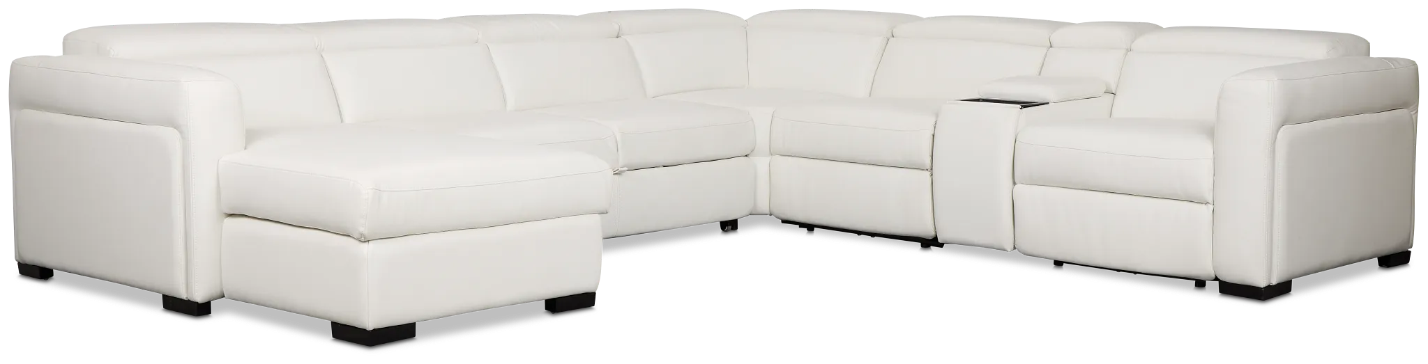 Melody White Storage Medium Left Dual Power Chaise Sleeper Sectional