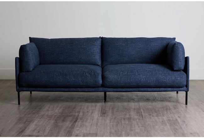 Oliver 91" Dark Blue Fabric Sofa