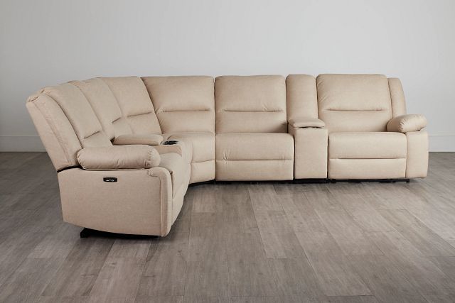 Peyton Beige Micro Large Triple Power Reclining Two-arm Sectional
