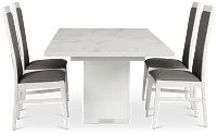 Modena White Rect Table & 4 Chairs