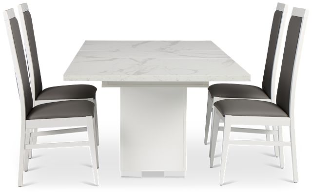 Modena White Rect Table & 4 Chairs