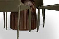 Wayne Two-tone Stone Round Table & 4 Dark Green Upholstered Chairs