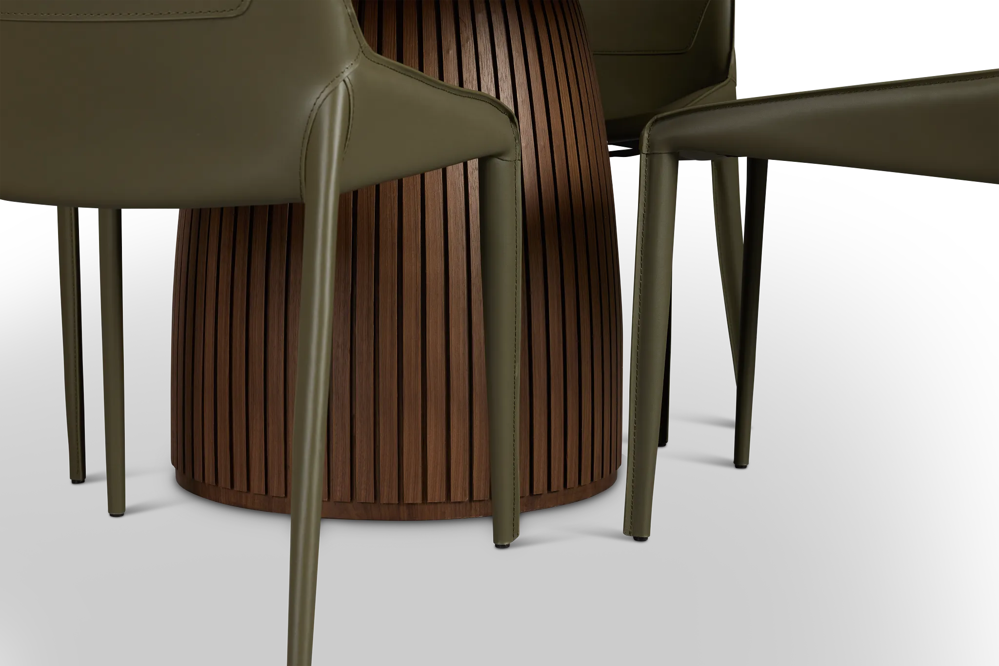 Wayne Two-tone Stone Round Table & 4 Dark Green Upholstered Chairs